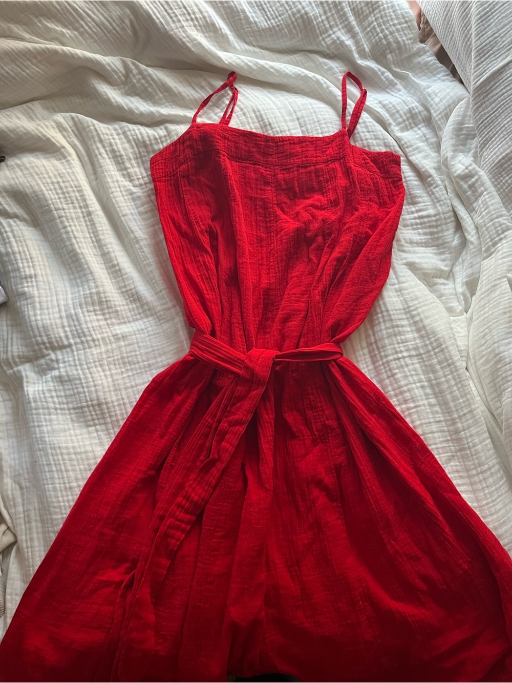 Mara Hoffman Swim Red Organic Cotton Gauzy Belted Cover Up Dress, XL - Picture 9 of 10
